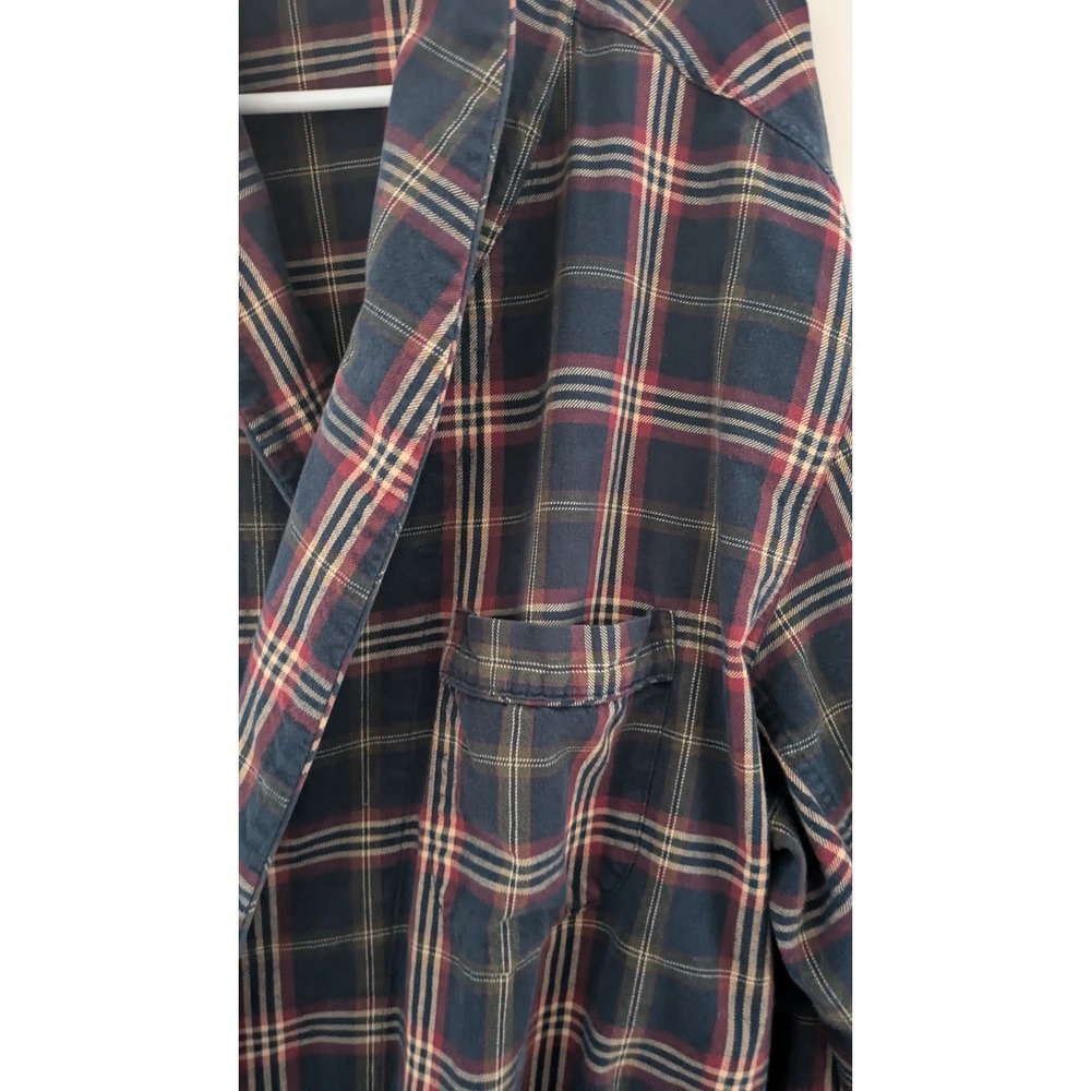 Vintage Brooks Brothers Plaid Cotton Long Robe, Pockets & Interior Tie, No Belt - Picture 7 of 12